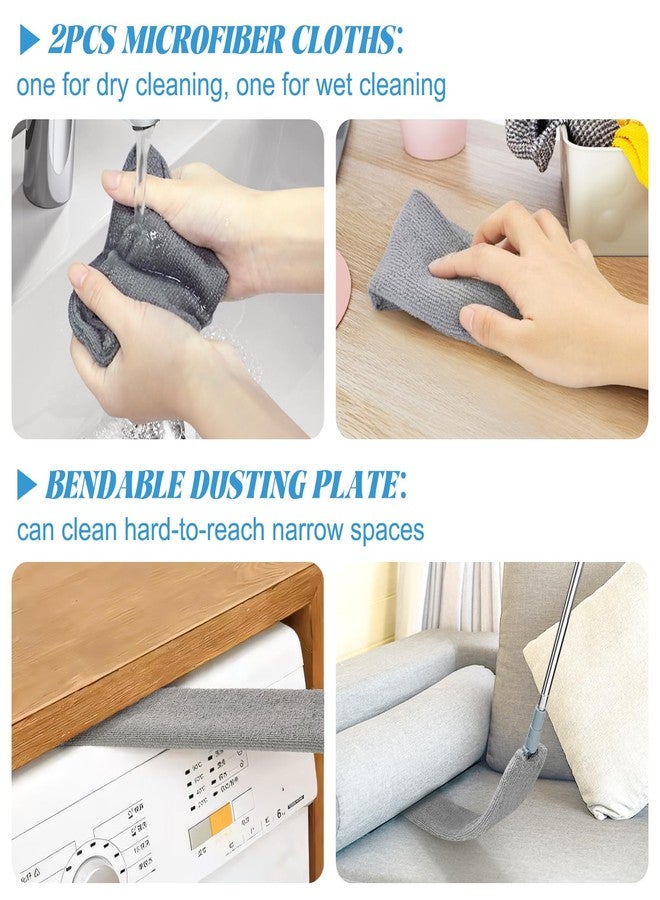 rolyta Retractable Gap Dust Cleaner with 15-98 Inch Extension Pole, Flat Duster for Under Appliances and Furniture, Includes 2 Washable Microfiber Pads for High Ceilings and Hard to Reach Spaces - Image 4